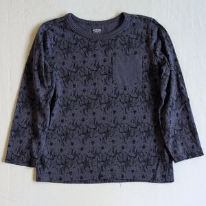 old navy blue wolf print long sleeve crew neck pocket shirt 4T toddler unisex